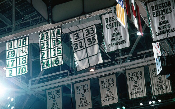 I banners dei trionfi dei Celtics