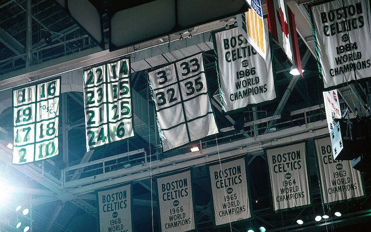 I banners dei trionfi dei Celtics