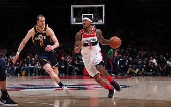 WASHINGTON, DC -¬† JANUARY 12: Bradley Beal #3 of the Washington Wizards handles the ball against the Utah Jazz on January 12, 2020 at Capital One Arena in Washington, DC. NOTE TO USER: User expressly acknowledges and agrees that, by downloading and or using this Photograph, user is consenting to the terms and conditions of the Getty Images License Agreement. Mandatory Copyright Notice: Copyright 2020 NBAE (Photo by Ned Dishman/NBAE via Getty Images)