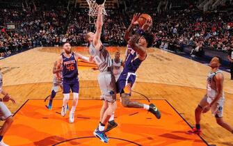 1193433781 PHOENIX, AZ - JANUARY 12: Kelly Oubre Jr. #3 of the Phoenix Suns shoots the ball against the Charlotte Hornets on January 12, 2020 at Talking Stick Resort Arena in Phoenix, Arizona. NOTE TO USER: User expressly acknowledges and agrees that, by downloading and or using this photograph, user is consenting to the terms and conditions of the Getty Images License Agreement. Mandatory Copyright Notice: Copyright 2020 NBAE (Photo by Barry Gossage/NBAE via Getty Images)