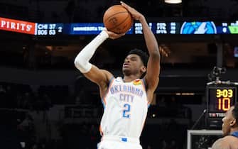 MINNEAPOLIS, MN -  JANUARY 13: Shai Gilgeous-Alexander #2 of the Oklahoma City Thunder shoots the ball against the Minnesota Timberwolves on January 13, 2020 at Target Center in Minneapolis, Minnesota. NOTE TO USER: User expressly acknowledges and agrees that, by downloading and or using this Photograph, user is consenting to the terms and conditions of the Getty Images License Agreement. Mandatory Copyright Notice: Copyright 2020 NBAE (Photo by Jordan Johnson/NBAE via Getty Images)