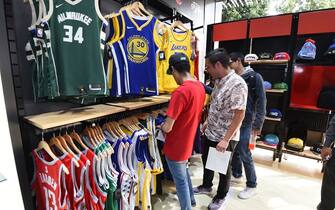 1187789887 MEXICO CITY, MEXICO - DECEMBER 10: A general overall view of the grand opening of NBA Store in Mexico City as part of the NBA Mexico Games 2019 on December 10, 2019 in Mexico City, Mexico. NOTE TO USER: User expressly acknowledges and agrees that, by downloading and/or using this photograph, user is consenting to the terms and conditions of the Getty Images License Agreement. Mandatory Copyright Notice: Copyright 2019 NBAE (Photo by Andrew D. Bernstein/NBAE via Getty Images)