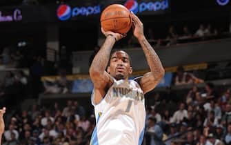 85968480 DENVER - APRIL 13: J.R. Smith #1 of the Denver Nuggets takes a shot against the Sacramento Kings on April 13, 2009 at the Pepsi Center in Denver, Colorado. NOTE TO USER: User expressly acknowledges and agrees that, by downloading and/or using this Photograph, user is consenting to the terms and conditions of the Getty Images License Agreement. Mandatory Copyright Notice: Copyright 2009 NBAE (Photo by Garrett W. Ellwood/NBAE via Getty Images)