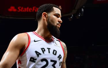 ATLANTA, GA - JANUARY 20: Fred VanVleet #23 of the Toronto Raptors looks on during the game against the Atlanta Hawks on January 20, 2020 at State Farm Arena in Atlanta, Georgia.  NOTE TO USER: User expressly acknowledges and agrees that, by downloading and/or using this Photograph, user is consenting to the terms and conditions of the Getty Images License Agreement. Mandatory Copyright Notice: Copyright 2020 NBAE (Photo by Scott Cunningham/NBAE via Getty Images)