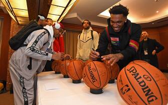 PARIS, FRANCE - JANUARY 21: Malik Monk #1 of the Charlotte Hornets signs autographs as part of 2020 Paris Games at the Hotel du Collectionneur in Paris, France on January 21, 2020. NOTE TO USER: User expressly acknowledges and agrees that, by downloading and/or using this Photograph, user is consenting to the terms and conditions of the Getty Images License Agreement. Mandatory Copyright Notice: Copyright 2020 NBAE (Photo by Garrett Ellwood/NBAE via Getty Images)