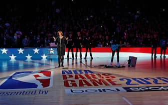 PARIS, FRANCE - JANUARY 24: Musician, Nicole Taylor performs the American National Anthem before the Milwaukee Bucks game against the Charlotte Hornets as part of NBA Paris Games 2020 on January 24, 2020 in Paris, France at the AccorHotels Arena. NOTE TO USER: User expressly acknowledges and agrees that, by downloading and/or using this Photograph, user is consenting to the terms and conditions of the Getty Images License Agreement. Mandatory Copyright Notice: Copyright 2020 NBAE (Photo by Catherine Steenkeste/NBAE via Getty Images)