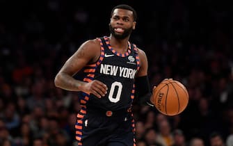 NEW YORK, NEW YORK - JANUARY 12: Kadeem Allen #0 of the New York Knicks dribbles the ball during the second half of the game against the Miami Heat at Madison Square Garden on January 12, 2020 in New York City. NOTE TO USER: User expressly acknowledges and agrees that, by downloading and or using this photograph, User is consenting to the terms and conditions of the Getty Images License Agreement. (Photo by Sarah Stier/Getty Images)