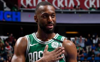 ORLANDO, FL - JANUARY 24: Kemba Walker #8 of the Boston Celtics looks on during the game against the Orlando Magic on January 24, 2020 at Amway Center in Orlando, Florida. NOTE TO USER: User expressly acknowledges and agrees that, by downloading and or using this photograph, User is consenting to the terms and conditions of the Getty Images License Agreement. Mandatory Copyright Notice: Copyright 2020 NBAE (Photo by Fernando Medina/NBAE via Getty Images)