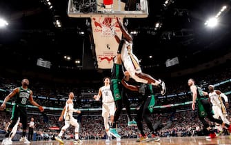 1196607611 NEW ORLEANS, LA - JANUARY 26: Zion Williamson #1 of the New Orleans Pelicans dunks the ball during a game against the Boston Celtics on January 26, 2020 at Smoothie King Center in New Orleans, Louisiana. NOTE TO USER: User expressly acknowledges and agrees that, by downloading and or using this photograph, User is consenting to the terms and conditions of the Getty Images License Agreement. Mandatory Copyright Notice: Copyright 2020 NBAE (Photo by Jeff Haynes/NBAE via Getty Images)