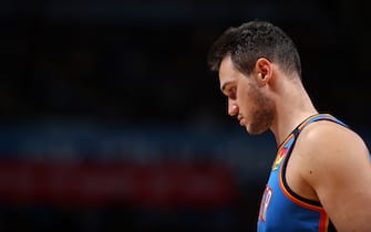 OKLAHOMA CITY, OK - JANUARY 24: Danilo Gallinari #8 of the Oklahoma City Thunder looks on during the game against the Atlanta Hawks on January 24, 2020 at Chesapeake Energy Arena in Oklahoma City, Oklahoma. NOTE TO USER: User expressly acknowledges and agrees that, by downloading and or using this photograph, User is consenting to the terms and conditions of the Getty Images License Agreement. Mandatory Copyright Notice: Copyright 2020 NBAE (Photo by Zach Beeker/NBAE via Getty Images)