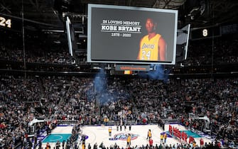 SALT LAKE CITY, UT - JANUARY 27:  A moment of silence is held for Kobe Bryant before the game between the Utah Jazz and the Houston Rockets on January 27, 2020 at Vivint Smart Home Arena in Salt Lake City, Utah. NOTE TO USER: User expressly acknowledges and agrees that, by downloading and or using this Photograph, User is consenting to the terms and conditions of the Getty Images License Agreement. Mandatory Copyright Notice: Copyright 2020 NBAE (Photo by Melissa Majchrzak/NBAE via Getty Images)