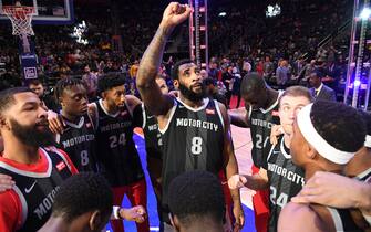 DETROIT, MI - JANUARY 27: The Detroit Pistons honor Kobe Bryant wearing number "8" and "24" on their jerseys prior to a game between the Cleveland Cavaliers and the Detroit Pistons on January 27, 2020 at Little Caesars Arena in Detroit, Michigan. NOTE TO USER: User expressly acknowledges and agrees that, by downloading and/or using this photograph, User is consenting to the terms and conditions of the Getty Images License Agreement. Mandatory Copyright Notice: Copyright 2020 NBAE (Photo by Chris Schwegler/NBAE via Getty Images)