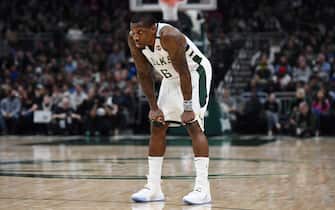 MILWAUKEE, WISCONSIN - JANUARY 16:  Eric Bledsoe #6 of the Milwaukee Bucks waits for a free throw during a game against the Boston Celtics at Fiserv Forum on January 16, 2020 in Milwaukee, Wisconsin. NOTE TO USER: User expressly acknowledges and agrees that, by downloading and or using this photograph, User is consenting to the terms and conditions of the Getty Images License Agreement. (Photo by Stacy Revere/Getty Images)