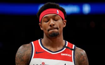 WASHINGTON, DC - JANUARY 30: Bradley Beal #3 of the Washington Wizards reacts in the first half against the Charlotte Hornets at Capital One Arena on January 30, 2020 in Washington, DC. NOTE TO USER: User expressly acknowledges and agrees that, by downloading and or using this photograph, User is consenting to the terms and conditions of the Getty Images License Agreement. (Photo by Patrick McDermott/Getty Images)