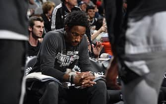 SAN ANTONIO, TX - FEBRUARY 1: DeMar DeRozan #10 of the San Antonio Spurs prepares for a game against the Charlotte Hornets on February 1, 2020 at the AT&T Center in San Antonio, Texas. NOTE TO USER: User expressly acknowledges and agrees that, by downloading and or using this photograph, user is consenting to the terms and conditions of the Getty Images License Agreement. Mandatory Copyright Notice: Copyright 2020 NBAE (Photos by Logan Riely/NBAE via Getty Images)