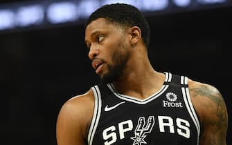 MILWAUKEE, WISCONSIN - JANUARY 04:  Rudy Gay #22 of the San Antonio Spurs walks backcourt during a game against the Milwaukee Bucks at Fiserv Forum on January 04, 2020 in Milwaukee, Wisconsin. NOTE TO USER: User expressly acknowledges and agrees that, by downloading and or using this photograph, User is consenting to the terms and conditions of the Getty Images License Agreement. (Photo by Stacy Revere/Getty Images)