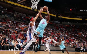 MIAMI, FL - FEBRUARY 3: Jimmy Butler #22 of the Miami Heat shoots the ball during the game against the Philadelphia 76ers on February 3, 2020 at American Airlines Arena in Miami, Florida. NOTE TO USER: User expressly acknowledges and agrees that, by downloading and or using this Photograph, user is consenting to the terms and conditions of the Getty Images License Agreement. Mandatory Copyright Notice: Copyright 2020 NBAE (Photo by Issac Baldizon/NBAE via Getty Images)