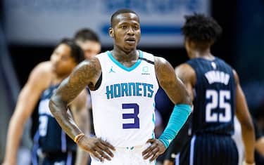 CHARLOTTE, NORTH CAROLINA - FEBRUARY 03: Terry Rozier #3 of the Charlotte Hornets during the third quarter during their game against the Orlando Magic at the Spectrum Center on February 03, 2020 in Charlotte, North Carolina. NOTE TO USER: User expressly acknowledges and agrees that, by downloading and/or using this photograph, user is consenting to the terms and conditions of the Getty Images License Agreement. (Photo by Jacob Kupferman/Getty Images)