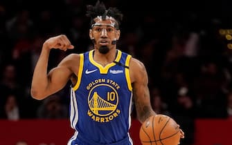 WASHINGTON, DC - FEBRUARY 03: Jacob Evans #10 of the Golden State Warriors dribbles against the Washington Wizards in the first half at Capital One Arena on February 03, 2020 in Washington, DC. NOTE TO USER: User expressly acknowledges and agrees that, by downloading and or using this photograph, User is consenting to the terms and conditions of the Getty Images License Agreement. (Photo by Patrick McDermott/Getty Images)