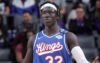SACRAMENTO, CA - JANUARY 10: Wenyen Gabriel #32 of the Sacramento Kings looks on during the game against the Milwaukee Bucks on January 10, 2020 at Golden 1 Center in Sacramento, California. NOTE TO USER: User expressly acknowledges and agrees that, by downloading and or using this photograph, User is consenting to the terms and conditions of the Getty Images Agreement. Mandatory Copyright Notice: Copyright 2020 NBAE (Photo by Rocky Widner/NBAE via Getty Images)