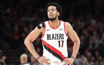 PORTLAND, OREGON - DECEMBER 21: Skal Labissiere #17 of the Portland Trail Blazers reacts in the fourth quarter against the Minnesota Timberwolves during their game at Moda Center on December 21, 2019 in Portland, Oregon. NOTE TO USER: User expressly acknowledges and agrees that, by downloading and or using this photograph, User is consenting to the terms and conditions of the Getty Images License Agreement (Photo by Abbie Parr/Getty Images) (Photo by Abbie Parr/Getty Images)