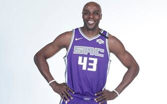 SACRAMENTO, CA - FEBRUARY 1: Anthony Tolliver #43 of the Sacramento Kings poses for a portrait on February 1, 2020 at the Golden 1 Center in Sacramento, California. NOTE TO USER: User expressly acknowledges and agrees that, by downloading and/or using this Photograph, user is consenting to the terms and conditions of the Getty Images License Agreement. Mandatory Copyright Notice: Copyright 2020 NBAE (Photo by Rocky Widner/NBAE via Getty Images)