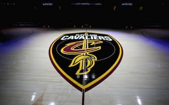 CLEVELAND, OH - APRIL 15: the Cleveland Cavaliers logo is seen at center court prior to to Game One of Round One of the 2018 NBA Playoffs on April 15, 2018 at Quicken Loans Arena in Cleveland, Ohio. NOTE TO USER: User expressly acknowledges and agrees that, by downloading and or using this photograph, user is consenting to the terms and conditions of Getty Images License Agreement. Mandatory Copyright Notice: Copyright 2018 NBAE (Photo by Nathaniel S. Butler/NBAE via Getty Images) 