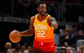 ATLANTA, GA - DECEMBER 19: Jeff Green #22 of the Utah Jazz signals during the second half of an NBA game against the Atlanta Hawks at State Farm Arena on December 19, 2019 in Atlanta, Georgia. NOTE TO USER: User expressly acknowledges and agrees that, by downloading and/or using this photograph, user is consenting to the terms and conditions of the Getty Images License Agreement. (Photo by Todd Kirkland/Getty Images)
