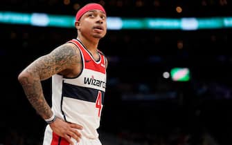 WASHINGTON, DC - JANUARY 30: Isaiah Thomas #4 of the Washington Wizards looks on in the second half against the Charlotte Hornets at Capital One Arena on January 30, 2020 in Washington, DC. NOTE TO USER: User expressly acknowledges and agrees that, by downloading and or using this photograph, User is consenting to the terms and conditions of the Getty Images License Agreement. (Photo by Patrick McDermott/Getty Images)