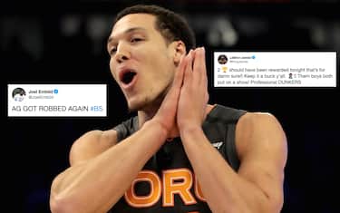 CHICAGO, ILLINOIS - FEBRUARY 15: Aaron Gordon #00 of the Orlando Magic reacts after a dunk in the 2020 NBA All-Star - AT&T Slam Dunk Contest during State Farm All-Star Saturday Night at the United Center on February 15, 2020 in Chicago, Illinois. NOTE TO USER: User expressly acknowledges and agrees that, by downloading and or using this photograph, User is consenting to the terms and conditions of the Getty Images License Agreement. (Photo by Jonathan Daniel/Getty Images)