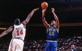 NEW YORK CITY - 1993:  Chuck Person #45 of the Minnesota Timberwolves shoots a lay up during the game against the New York Knicks circa 1993 at Madison Square Garden in New York City. NOTE TO USER: User expressly acknowledges and agrees that, by downloading and or using this photograph, User is consenting to the terms and conditions of the Getty Images License Agreement. Mandatory Copyright Notice: Copyright 1993 NBAE (Photo by Nathaniel S. Butler/NBAE via Getty Images)