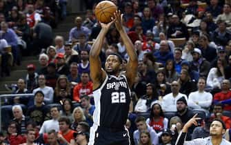 TORONTO, ON - JANUARY 12:  Rudy Gay #22 of the San Antonio Spurs shoots the ball during the second half of an NBA game against the Toronto Raptors at Scotiabank Arena on January 12, 2020 in Toronto, Canada.  NOTE TO USER: User expressly acknowledges and agrees that, by downloading and or using this photograph, User is consenting to the terms and conditions of the Getty Images License Agreement.  (Photo by Vaughn Ridley/Getty Images)