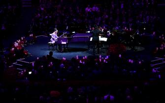 LOS ANGELES, CALIFORNIA - FEBRUARY 24: Alicia Keys performs during The Celebration of Life for Kobe & Gianna Bryant at Staples Center on February 24, 2020 in Los Angeles, California. (Photo by Kevork Djansezian/Getty Images)