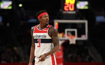 WASHINGTON, DC - FEBRUARY 21: Bradley Beal #3 of the Washington Wizards in action against the Cleveland Cavaliers at Capital One Arena on February 21, 2020 in Washington, DC. (Photo by Patrick Smith/Getty Images)