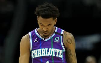 CHARLOTTE, NORTH CAROLINA - FEBRUARY 22: Malik Monk #1 of the Charlotte Hornets reacts after a play against the Brooklyn Nets] during their game at Spectrum Center on February 22, 2020 in Charlotte, North Carolina. NOTE TO USER: User expressly acknowledges and agrees that, by downloading and or using this photograph, User is consenting to the terms and conditions of the Getty Images License Agreement. (Photo by Streeter Lecka/Getty Images)