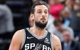 INDIANAPOLIS, IN - NOVEMBER 23: Marco Belinelli #18 of the San Antonio Spurs looks on against the Indiana Pacers during the game at Bankers Life Fieldhouse on November 23, 2018 in Indianapolis, Indiana. NOTE TO USER: User expressly acknowledges and agrees that, by downloading and or using the photograph, User is consenting to the terms and conditions of the Getty Images License Agreement. (Photo by Joe Robbins/Getty Images)