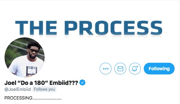 Il profilo di Embiid su Twitter e il nuovo soprannome "spuntato" subito dopo la puntata