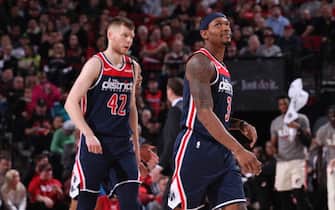 PORTLAND, OR - MARCH 4: Bradley Beal #3 of the Washington Wizards smiles during the game against the Portland Trail Blazers on March 04, 2020 at the Moda Center Arena in Portland, Oregon. NOTE TO USER: User expressly acknowledges and agrees that, by downloading and or using this photograph, user is consenting to the terms and conditions of the Getty Images License Agreement. Mandatory Copyright Notice: Copyright 2020 NBAE (Photo by Cameron Browne/NBAE via Getty Images)