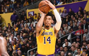 LOS ANGELES, CA - FEBRUARY 6: Danny Green #14 of the Los Angeles Lakers shoots the ball against the Houston Rockets on February 6, 2020 at STAPLES Center in Los Angeles, California. NOTE TO USER: User expressly acknowledges and agrees that, by downloading and/or using this Photograph, user is consenting to the terms and conditions of the Getty Images License Agreement. Mandatory Copyright Notice: Copyright 2020 NBAE (Photo by Andrew D. Bernstein/NBAE via Getty Images)