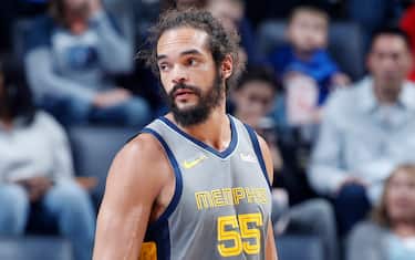 MEMPHIS, TN - MARCH 23: Joakim Noah #55 of the Memphis Grizzlies looks on during the game against the Minnesota Timberwolves at FedExForum on March 23, 2019 in Memphis, Tennessee. Minnesota won 112-99. NOTE TO USER: User expressly acknowledges and agrees that, by downloading and or using the photograph, User is consenting to the terms and conditions of the Getty Images License Agreement. (Photo by Joe Robbins/Getty Images)