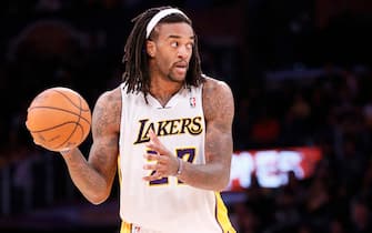 LOS ANGELES, CA - November 17:  Jordan Hill #27 of the Los Angeles Lakers handles the ball against the Detroit Pistons on November 17, 2013 at the Staples Center in Los Angeles, California USA. NOTE TO USER: User expressly acknowledges and agrees that, by downloading and/or using this Photograph, user is consenting to the terms and conditions of the Getty Images License Agreement. Mandatory Copyright Notice: Copyright 2013 NBAE (Photo by Chris Elise/NBAE via Getty Images)