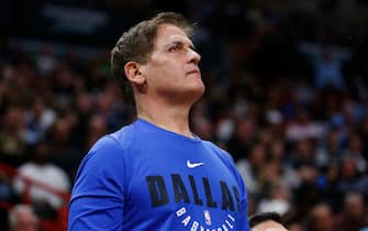 MIAMI, FLORIDA - FEBRUARY 28:  Owner Mark Cuban of the Dallas Mavericks reacts against the Miami Heat during the second half at American Airlines Arena on February 28, 2020 in Miami, Florida. NOTE TO USER: User expressly acknowledges and agrees that, by downloading and/or using this photograph, user is consenting to the terms and conditions of the Getty Images License Agreement.  (Photo by Michael Reaves/Getty Images)