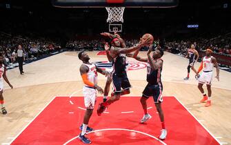 WASHINGTON, DC -¬† MARCH 10: Bradley Beal #3 of the Washington Wizards shoots the ball against the New York Knicks on March 10, 2020 at Capital One Arena in Washington, DC. NOTE TO USER: User expressly acknowledges and agrees that, by downloading and or using this Photograph, user is consenting to the terms and conditions of the Getty Images License Agreement. Mandatory Copyright Notice: Copyright 2020 NBAE (Photo by Ned Dishman/NBAE via Getty Images)