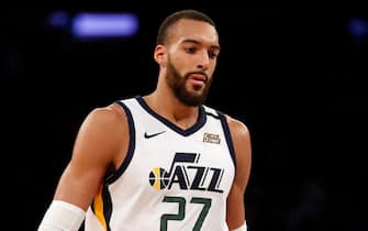 NEW YORK, NEW YORK - MARCH 04: Rudy Gobert #27 of the Utah Jazz in between plays against the New York Knicks during the second half at Madison Square Garden on March 04, 2020 in New York City. The Utah Jazz won, 112-104. (Photo by Michael Owens/Getty Images)