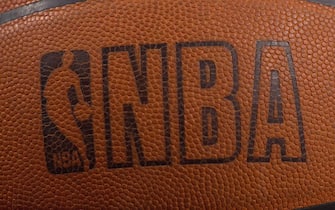 26 Feb 2001:  Photo of the NBA logo on a Spalding basketball at the First Union Center in Philadelphia, Pennsylvania. <Digital File> Mandatory Credit: Doug Pensinger/ALLSPORT.  NOTE TO USER: It is expressly understood that the only rights Allsport are offering to license in this Photograph are one-time, non-exclusive editorial rights. No advertising or commercial uses of any kind may be made of Allsport photos.  User acknowledges that it is aware that Allsport is an editorialsports agency and that NO RELEASES OF ANY TYPE ARE OBTAINED from the subjects contained in the photographs.