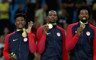 during the Men's Gold medal game on Day 16 of the Rio 2016 Olympic Games at Carioca Arena 1 on August 21, 2016 in Rio de Janeiro, Brazil.