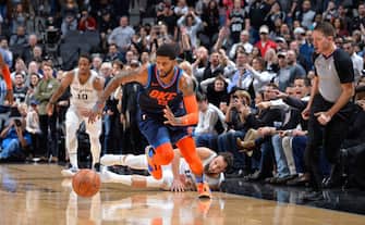 SAN ANTONIO, TX - JANUARY 10: Paul George #13 of the Oklahoma City Thunder steals the ball during the game against the San Antonio Spurs on January 10, 2019 at the AT&T Center in San Antonio, Texas. NOTE TO USER: User expressly acknowledges and agrees that, by downloading and or using this photograph, user is consenting to the terms and conditions of the Getty Images License Agreement. Mandatory Copyright Notice: Copyright 2019 NBAE (Photos by Mark Sobhani/NBAE via Getty Images)