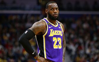 NEW ORLEANS, LOUISIANA - MARCH 01: LeBron James #23 of the Los Angeles Lakers reacts against the New Orleans Pelicans at the Smoothie King Center on March 01, 2020 in New Orleans, Louisiana. NOTE TO USER: User expressly acknowledges and agrees that, by downloading and or using this Photograph, user is consenting to the terms and conditions of the Getty Images License Agreement. (Photo by Jonathan Bachman/Getty Images)