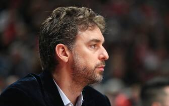 PORTLAND, OREGON - OCTOBER 23: Pau Gasol #16 of the Portland Trail Blazers looks on against the Denver Nuggets in the first quarter during their season opener at Moda Center on October 23, 2019 in Portland, Oregon. NOTE TO USER: User expressly acknowledges and agrees that, by downloading and or using this photograph, User is consenting to the terms and conditions of the Getty Images License Agreement (Photo by Abbie Parr/Getty Images)