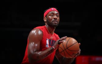 WASHINGTON, DC -¬† FEBRUARY 24: John Wall #2 of the Washington Wizards warms up before the game against the Milwaukee Bucks on February 24, 2020 at Capital One Arena in Washington, DC. NOTE TO USER: User expressly acknowledges and agrees that, by downloading and or using this Photograph, user is consenting to the terms and conditions of the Getty Images License Agreement. Mandatory Copyright Notice: Copyright 2020 NBAE (Photo by Stephen Gosling/NBAE via Getty Images)